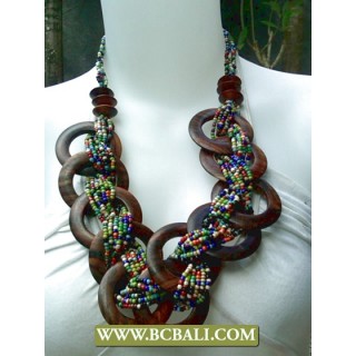 Mix Colors Beads Necklaces with Woods